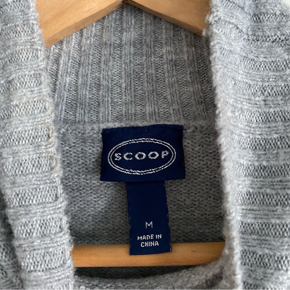 Scoop Knit Gray Turtleneck Sweater with Pearl Accents - Picture 7 of 7